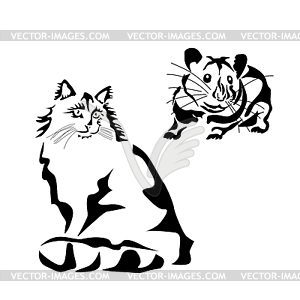 Vector illustration of a cat stencil, tattoo. - vector clipart