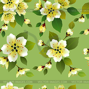 Vector seamless spring background with white and pink f - vector clipart