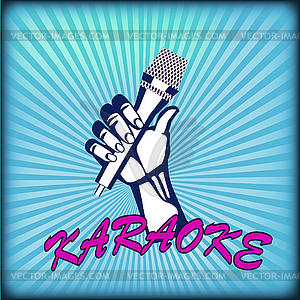 Vector illustration of a hand with a microphone, karaok - vector image