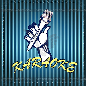 Vector illustration of a hand with a microphone, karaok - vector clipart