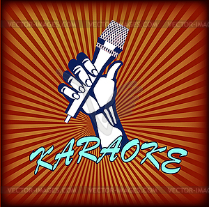 Vector illustration of a hand with a microphone, karaok - vector clipart