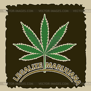 Вектор баннер легализации марихуаны. Лист мари - векторное изображение клипарта