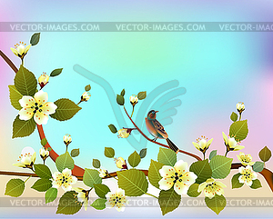 Spring. All wakes up, flowers sakura blossom . - royalty-free vector clipart