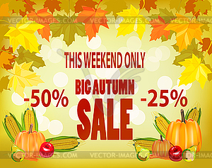 Vector illustration of autumn foliage, discount. Sales  - vector EPS clipart