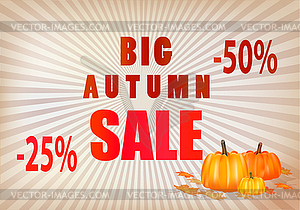 Vector illustration of autumn foliage, discount. Sales  - vector clipart