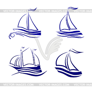  Travel by sea or ocean, a set of vector icons - stock vector clipart