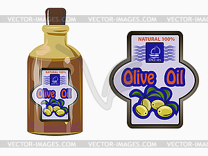 Vector illustration of a label of olive oil. - vector clipart