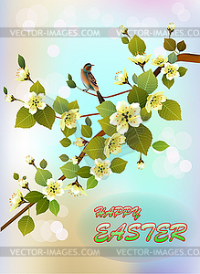 Пасхальная открытка с весенними цветами - изображение в векторном виде