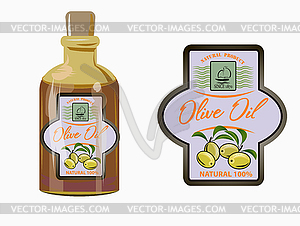 Vector illustration of a label of olive oil. - vector image