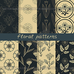Seamless floral patterns - vector image