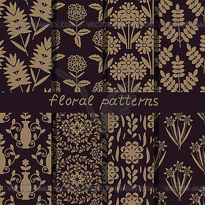 Seamless floral patterns - vector clipart