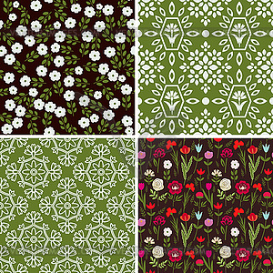 Floral and abstract patterns - vector clipart