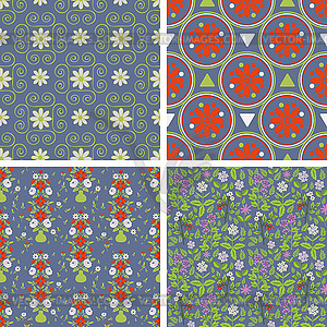 Floral and abstract patterns - vector clipart