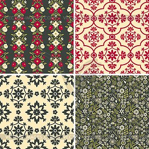 Floral and abstract patterns - vector image