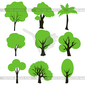 Simple trees set - vector EPS clipart