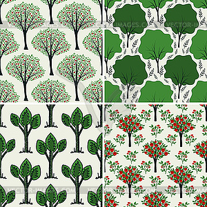 Tree patterns set - vector clipart