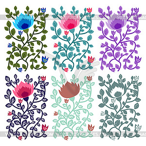 Floral decorative cards - color vector clipart