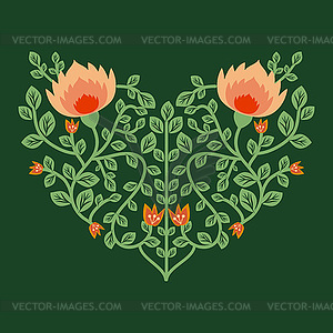 Decorative floral heart - vector clip art