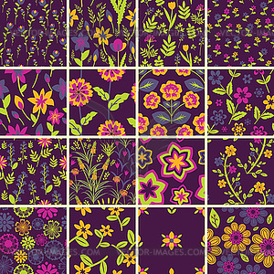 Seamless floral patterns - vector clipart