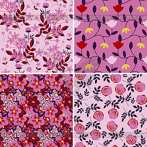 Seamless floral patterns - vector clipart