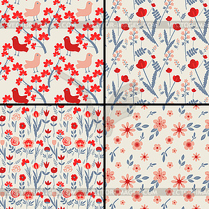 Seamless floral patterns - vector image