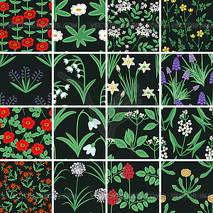Seamless floral patterns - vector image