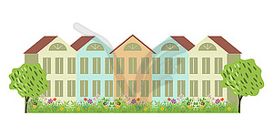 Houses and garden - vector clipart