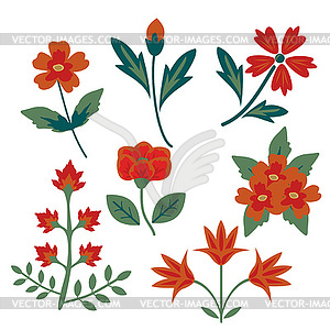 Decorative flowers set - vector clipart