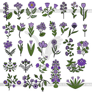 Decorative flowers set - vector clip art