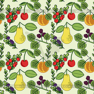 Seamless fruit pattern - vector clipart