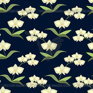 Seamless orchids pattern - vector clipart