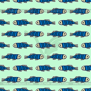 Seamless fishes pattern - vector clipart