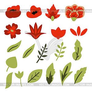 Flowers and leaves - vector clip art