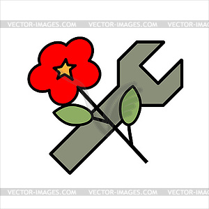 Rose and wrench - vector clip art