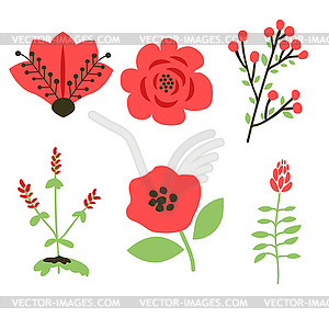 Set of decorative flowers - vector clip art