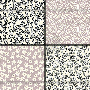 Seamless floral patterns - vector clip art