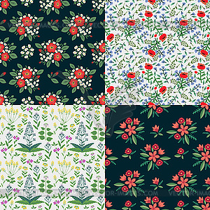 Seamless floral patterns - vector clipart