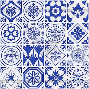 Seamless azulejo set - vector image