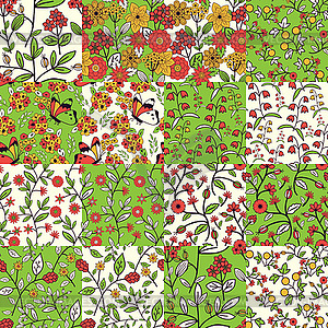 Seamless floral patterns - vector EPS clipart