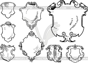 Set of Retro Heraldic Shields - vector clip art