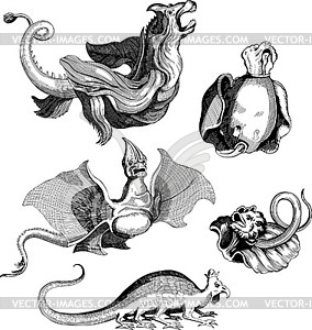Фанатичные звери рептилий - векторный клипарт / векторное изображение