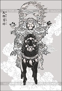 Hokusa manga. Deity on a horse - vector clipart / vector image