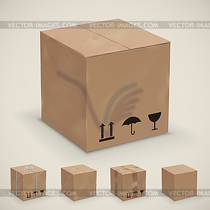 Картонные коробки - векторное графическое изображение