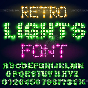 Night lights font - vector image