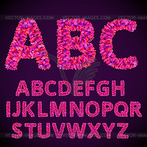 Purple leaves font - vector image