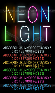 Neon colored fonts - vector clipart