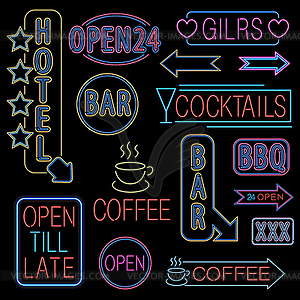 Neon font set - vector clipart