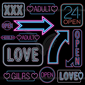 Neon font set - vector image