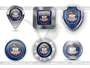 USA State Flag Badges - vector image