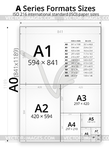 Размер формата листов бумаги - клипарт в векторе